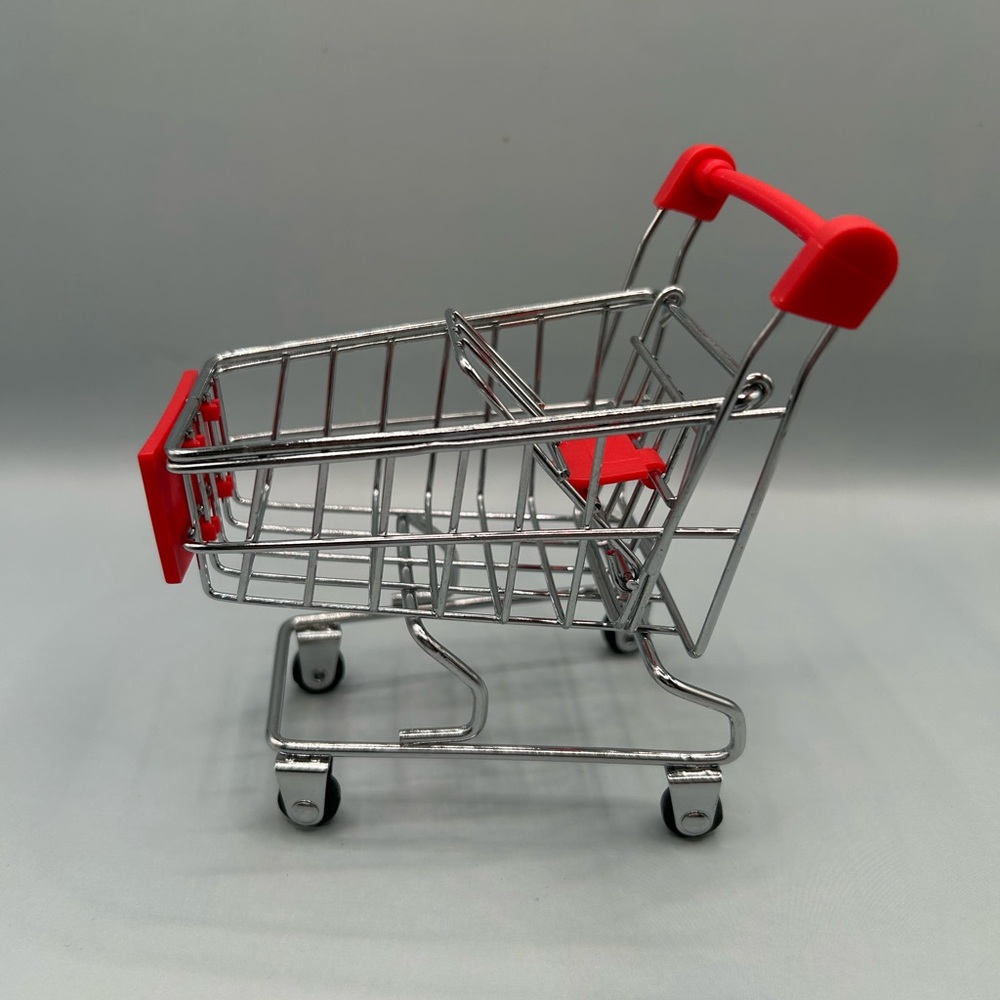 Mini Metal Shopping Cart Supermarket Buggy Trolley Handcart Kids Toy Red